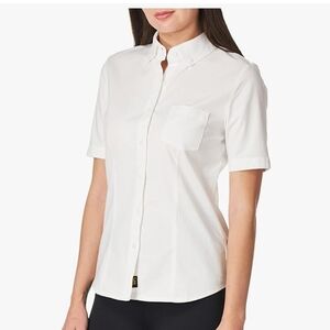 White Short Sleeve Button-Up Shirt